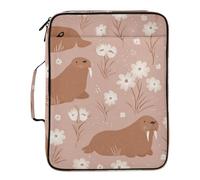 Naughty Grassland Walrus Brown Paper File Folder 7 Pockets A4 Letter Size with Zipper Closure for Office Supplies Office Supplies Folders carpetas de