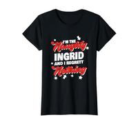 Naughty Ingrid Christmas Saying Funny Ingrid Name Value Graphic T-Shirt, Women, Black, L