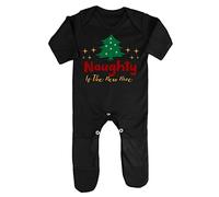 Naughty is The New Nice Baby Romper Jumpsuit with feet, 3-6 Months, Black