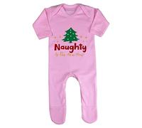 Naughty is The New Nice Baby Romper Jumpsuit with feet, 3-6 Months, Pastel Pink
