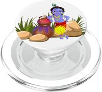Naughty Krishna With His Stash Of Butter Krishna PopSockets PopGrip for MagSafe