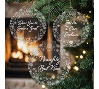 Naughty List Christmas Cuties Tree Baubles - Set of 3 Engraved Clear Acrylic Festive Decorations - 8.8 cm