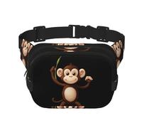 Naughty Monkey Pattern trendy fashionable waist bag, unisex travel sports messenger bag
