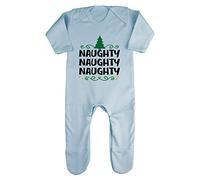 Naughty Naughty Naughty Repeat Baby Romper Jumpsuit with feet, 0-3 Months, Pastel Blue