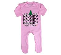 Naughty Naughty Naughty Repeat Baby Romper Jumpsuit with feet, 0-3 Months, Pastel Pink