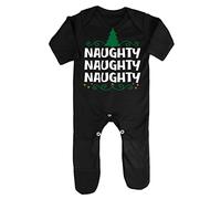 Naughty Naughty Naughty Repeat Baby Romper Jumpsuit with feet, 3-6 Months, Black