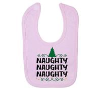 Naughty Naughty Naughty Repeat Cotton Baby bib - Pastel Pink