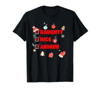 Naughty Nice Andrew Funny Christmas Andrew Name Value Graphic T-Shirt
