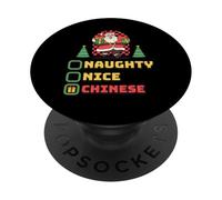 Naughty Nice Chinese Santas List Funny Christmas Asian Santa PopSockets Adhesive PopGrip