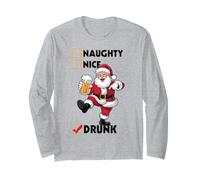Naughty Nice Drunk Beer Drinking Santa Clause Christmas Long Sleeve T-Shirt