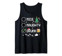 Naughty Nice Drunk Beer Drinking Santa Clause Christmas Tank Top
