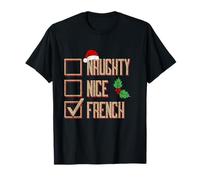 Naughty Nice French Christmas Shirt France Santa Hat Xmas T-Shirt