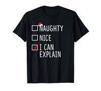 Naughty Nice I Can Explain Funny Christmas Santa Hat Gift T-Shirt