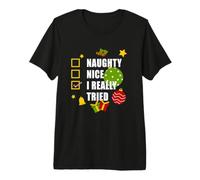 Naughty Nice I Really Tried Funny Christmas Kids Gift Premium T-Shirt