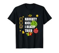Naughty Nice I Really Tried Funny Christmas Kids Gift T-Shirt