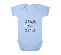 Naughty Nice I Tried Checklist Note [BCX] Baby Grow Vest, 0-3 Months, Pastel Blue