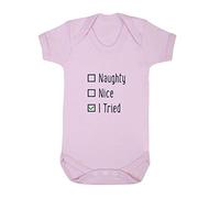 Naughty Nice I Tried Checklist Note [BCX] Baby Grow Vest, 6-12 Months, Pastel Pink
