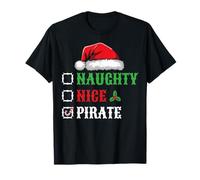 Naughty Nice Pirate Santa Hat Xmas Holiday Christmas Pirate T-Shirt