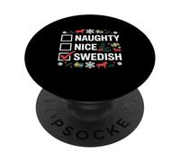 Naughty Nice Swedish Sweden Christmas Holiday Dala Horse PopSockets Adhesive PopGrip