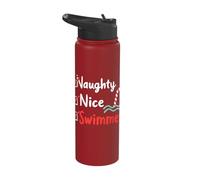 Naughty Nice Swimmer Holiday Spirit Stainless Steel Insulated Water Bottle
