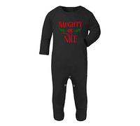 Naughty or Nice [BCX] Baby Romper Jumpsuit with feet, 0-3 Months, Black