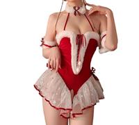 Naughty Outfits Women Christmas Lingerie Plus Size Costumes Built-In Bra Ladies Dress Sexy Santa Claus Costume Red Fancy Garter One Piece for Christmas-Themed Dresses Bowknot Outfit Secy