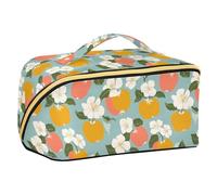 Naughty Paradise Fruit Light Green Designed Cosmetics Bag with dividers Portable Large Capacity Travel Cosmetic Bag with Compartments & Handle