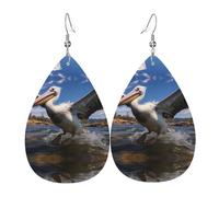 Naughty Pelican Pattern leather earrings | Water drop-shaped printed earrings, suitable for daily/party/dating scenes