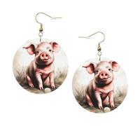 Naughty Pig Baby 1 Trendy Leather Earrings For Women Dangle 1 Pair Lightweight Printed Piercing Earrings Jewelry Gifts For Women Girls