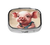 Naughty Pigs Baby Print Pill Box, 2 Large Compartmensts to Moistureproof Portable Pill Box Organiser for Travel