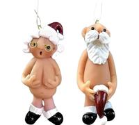 Naughty Santa Christmas Ornament - 5cm Small - Stocking Cap, Naked Santa - Fun Tree Decorations, Holiday Décor - Festive Home Accessories