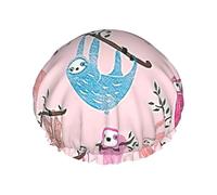 Naughty Sloth Baby Printed Hair Wrap, Double Layer Shower Cap For Women, Reusable Hair Protector For Bathing