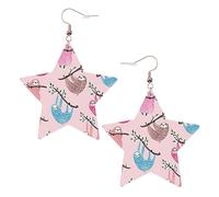 Naughty Sloth Baby Printed Leather Pierced Earring Set, 1 Pair Lightweight Bohemian Earrings Birthday Party Jewelry Gifts For Women