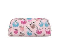 Naughty Sloth Baby Printing School Leather Zippered Fountain Ballpoint Rollerball Pens Pouch Pencils Case Holder for Pupil