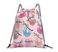 Naughty Sloth Print Drawstring Bags Gym Bag,Draw String Back Bag For Shopping Sport Yoga Travel,Beach
