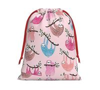 Naughty Sloth Print Gift Drawstring Bag Reusable Pouch Festive Decor Party Favor Daily Storage Sack