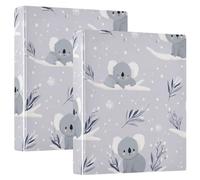 Naughty Snowfall Koala Gray One and A Half Inch School Supplies Binder Round Ringing with Clipboard 1/2 Packs Office Binder Supplies 200 Sheets