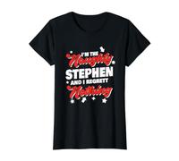 Naughty Stephen Funny Christmas Stephen Name Personalized Value Graphic T-Shirt, Women, Black, XS