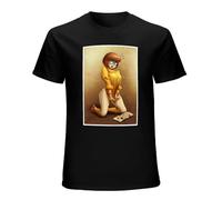 Naughty Velma Dinkley Scoobydoo Looking Magazine Cotton Round Neck Tee Shirt for Men Graphic Unisex Tee Shirt Black M