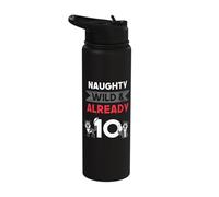 Naughty Wild & Already 10 Birthday Wolf Stainless Steel Insulated Water Bottle