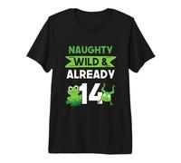 Naughty Wild & Already 14 Birthday Frog Premium T-Shirt