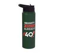 Naughty Wild & Already 40 Birthday T Rex Trex Stainless Steel Insulated Water Bottle