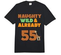 Naughty Wild & Already 55 Birthday Giraffe Comfort Colors Adult Heavyweight T-Shirt
