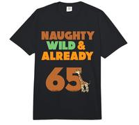 Naughty Wild & Already 65 Birthday Giraffe Comfort Colors Adult Heavyweight T-Shirt