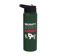 Naughty Wild & Already 9 Birthday Wolf Stainless Steel Insulated Water Bottle