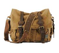Naughtybags Messenger Bags Unisex Cross Body Laptop Backpack Canvas Backpack (khaki)