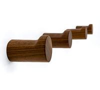 NAUMOO Natural Wooden Wall Hooks - Pack of 4 - Wall Mounted Modern Wood Coat Rack - Handmade Minimalist Home Decor Wooden Pegs for Hanging Hat, Towel, or Purse (Black Walnut)