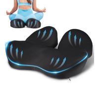 Nauotk Memory Foam Seat Cushion, Orthopedic Seat Cushion, Back, Tailbone Pain Relief, Seat Cushion for Office Chair, Car, Chair Black
