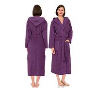 NAUSHA.HOME Luxury Hooded Bathrobe Mens & Ladies Dressing Gown 100% Cotton Terry Toweling Shawl Collar Robe Perfect For Hotel & Spa Soft Stylish Robe (as8, alpha, l, regular, regular, Purple)