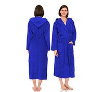 NAUSHA.HOME Luxury Hooded Bathrobe Mens & Ladies Dressing Gown 100% Cotton Terry Toweling Shawl Collar Robe Perfect For Hotel & Spa Soft Stylish Robe (as8, alpha, x_l, regular, regular, Royal Blue)